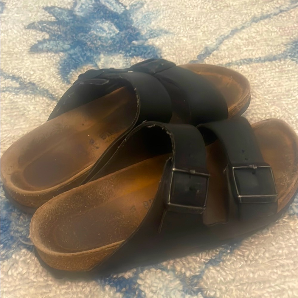 Birkenstock black leather sandals size 7